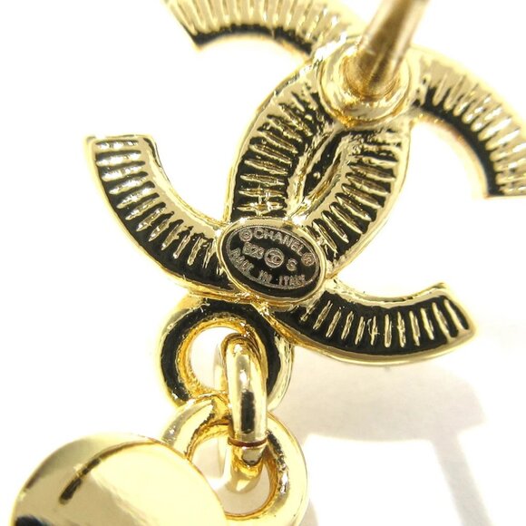 Auth CHANEL Coco - Orange Gold Clear Hardware Rhinestones Plastic Earrings - Picture 7 of 7